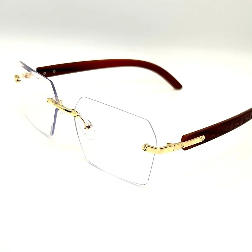 Men Sunglasses Hip Hop Clear Tinted Lens Gold Frame Retro Shades Metal‎ Lentes